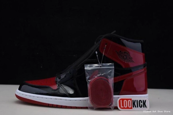 Kicked Out Shoe Store High 555088-063 Bred Air OG Jordan 1 Patent 0801